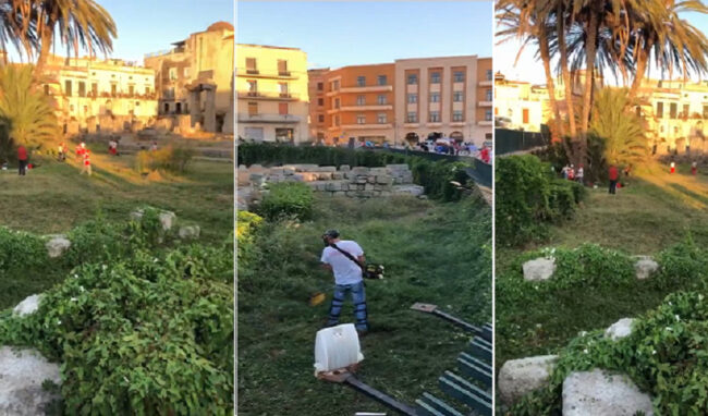 Siracusa, via erbacce e rifiuti dal Tempio di Apollo: volontari al lavoro