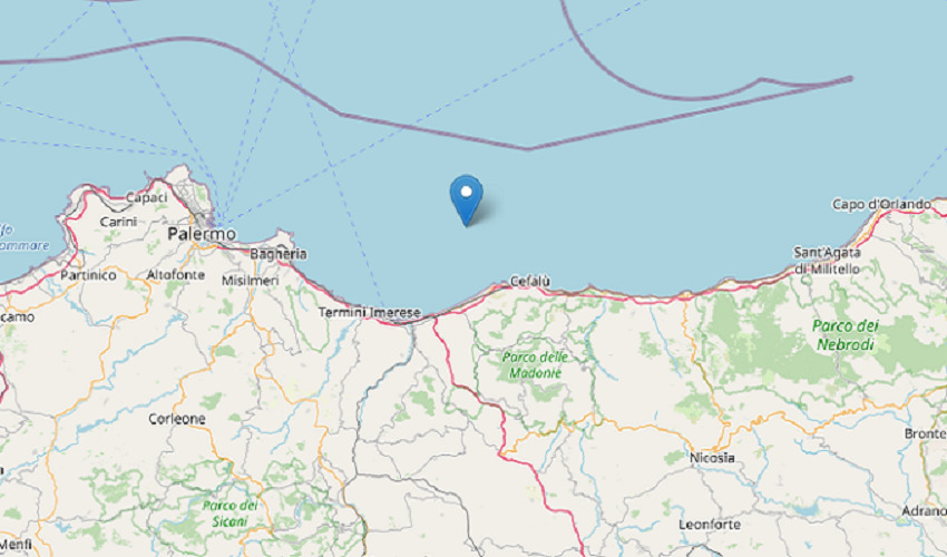 Scossa di terremoto di magnitudo 4.3 in mare nel Palermitano