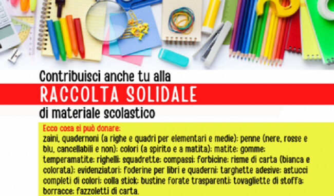 Raccolta solidale di materiale scolastico, l'appello di Astrea