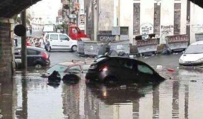 Bomba d'acqua su Catania: danni e allagamenti