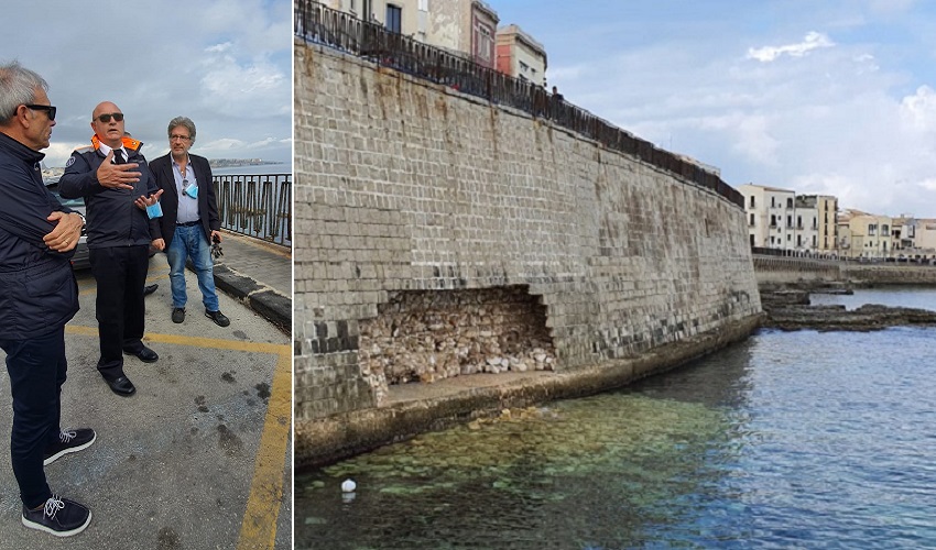 Sopralluogo per l'ingrottamento al Lungomare di Levante: intervento in emergenza