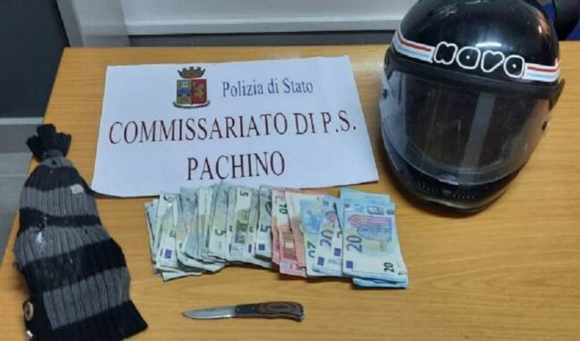Rapina un centro scommesse a Pachino: 42enne inseguito e arrestato dalla Polizia