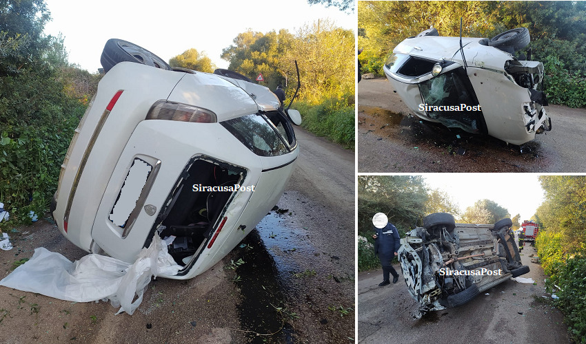 Incidente autonomo sulla Sp 104: un'auto ribaltata e strada bloccata