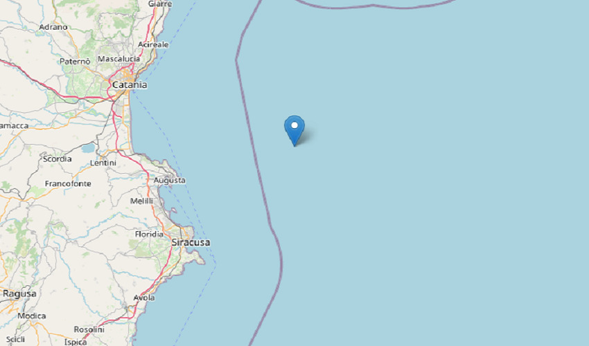 Scossa di terremoto di magnitudo 4.2 in mare al largo della costa siracusana