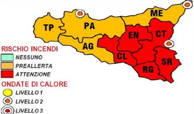 Allerta rossa per rischio incendi e arancione per ondate di calore in provincia di Siracusa