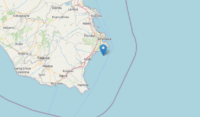 Terremoto di magnitudo 2.8 al largo della costa siracusana