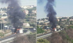 Autocarro capottato e in fiamme in autostrada: traffico in tilt in direzione Sud