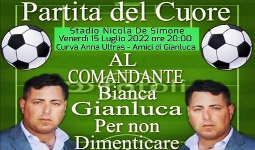 Partita del cuore al De Simone per non dimenticare il comdante Gianluca Bianca