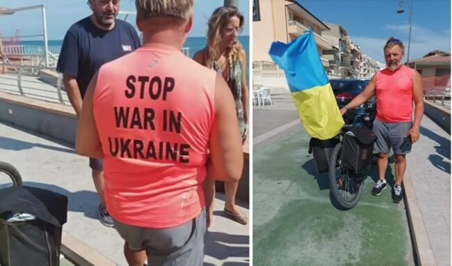 Attraversa l'Italia in bici per chiedere lo stop alla guerra in Ucraina: sabato l'arrivo a Siracusa