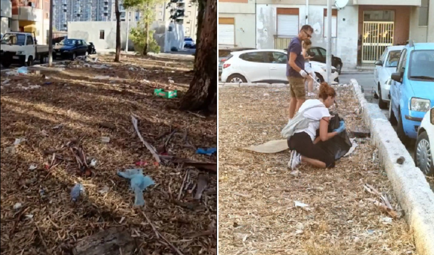 Passeggiata ecologica in via Cannizzo: raccolti 38 sacchi di rifiuti, copertoni e materiale edile