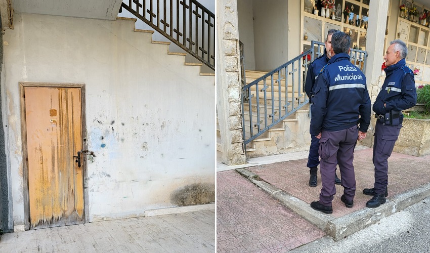 Sgombero scantinati al cimitero: intervento in forze della Polizia municipale