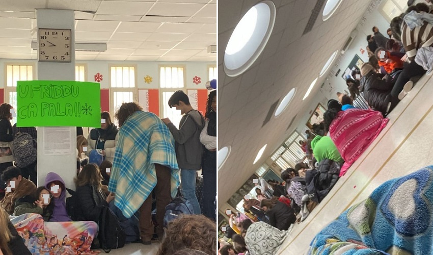 "U friddu ca pala": gli studenti del Gagini con giubbotti e coperte "occupano" l'androne della scuola