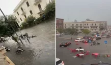 L'area di piazza Euripide sott'acqua dopo circa un'ora di pioggia battente 1 piazza euripide