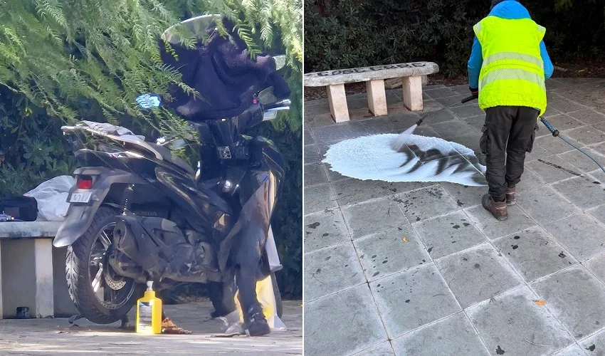 Fa il “tagliando” alla propria moto all’interno del parco Stefano Dell’Aquila